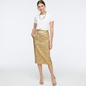 J Crew Collection - Metallic Gold Leaf Pencil Skirt sz 12T